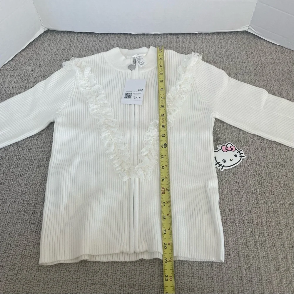 NWT forever 21 hello kitty girl’s white cardigan with lace